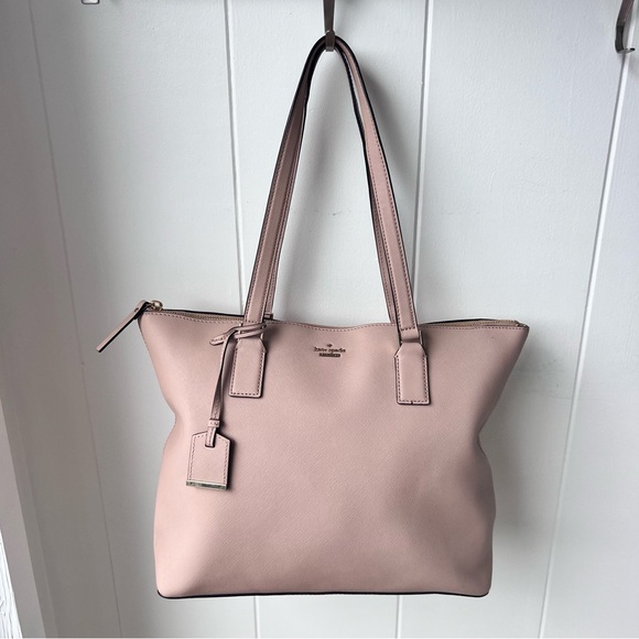 Kate Spade Cameron Street Lucie Leather Shoulder Bag Large Tote Wheat Pink Nude - Picture 2 of 14